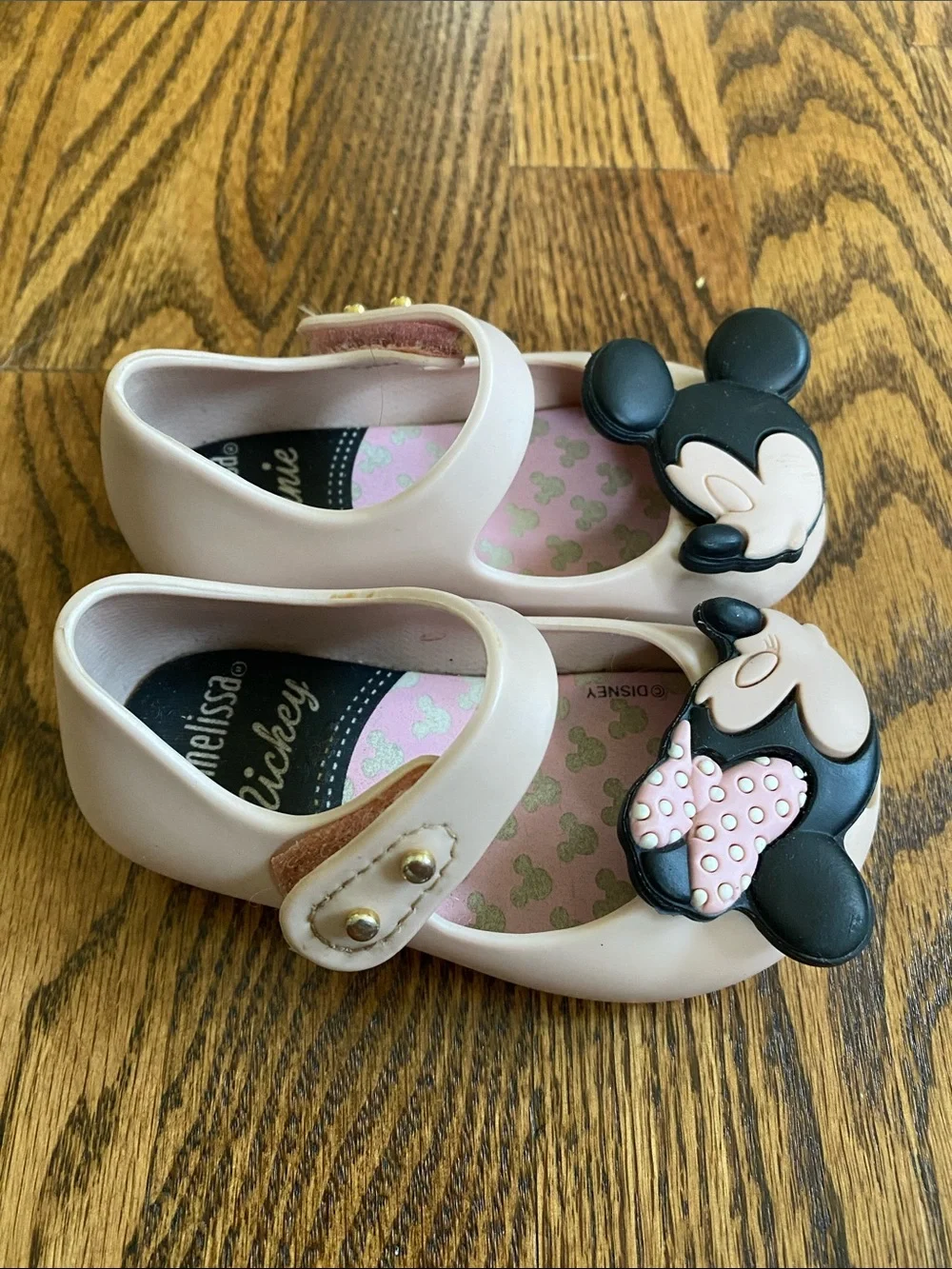 Mini Melissa Pink Mickey & Minnie Mary Jane Shoes, size baby/toddler 5.